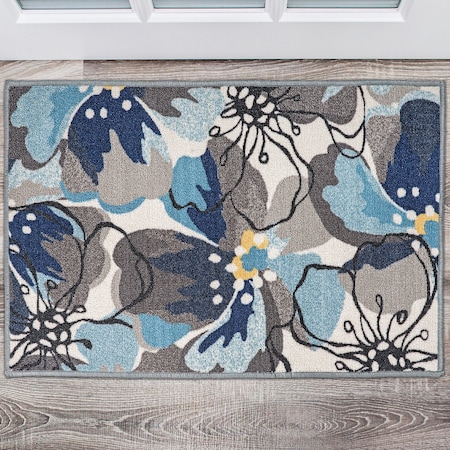 World Rug Gallery Modern Bright Flowers Non-Slip Area Rug 2' x 3' Gray 505GRAY2X3